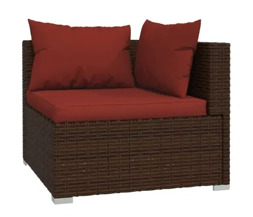 Sodo Komplektas Su Pagalvėlėmis, 9 Dalių, Rudas, Poliratanas