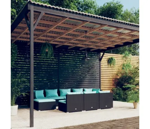 10-Daļīgs Dārza Mēbeļu Komplekts, Matrači, Melna Pe Rotangpalma Vidaxl