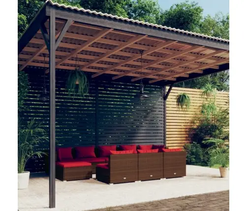 10-Osaline Aiamööbli Komplekt Patjadega, Pruun, Polürotang