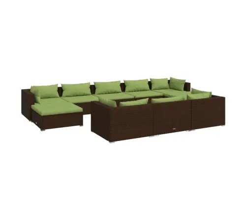 10-Daļīgs Dārza Atpūtas Mēbeļu Komplekts, Brūna Pe Rotangpalma Vidaxl