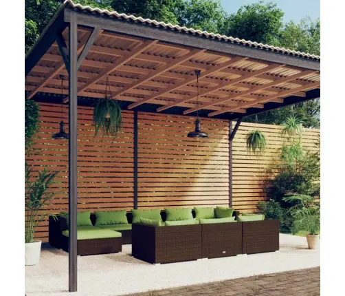 10-Daļīgs Dārza Atpūtas Mēbeļu Komplekts, Brūna Pe Rotangpalma Vidaxl