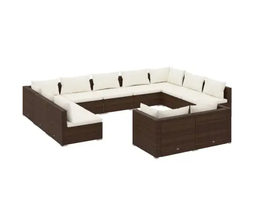 11-Daļīgs Dārza Atpūtas Mēbeļu Komplekts, Brūna Pe Rotangpalma Vidaxl