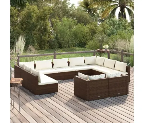 11-Daļīgs Dārza Atpūtas Mēbeļu Komplekts, Brūna Pe Rotangpalma Vidaxl