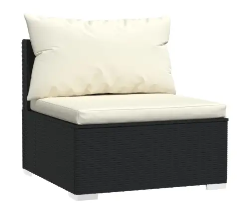 4-Osaline Aiamööblikomplekt Patjadega, Polürotang, Must