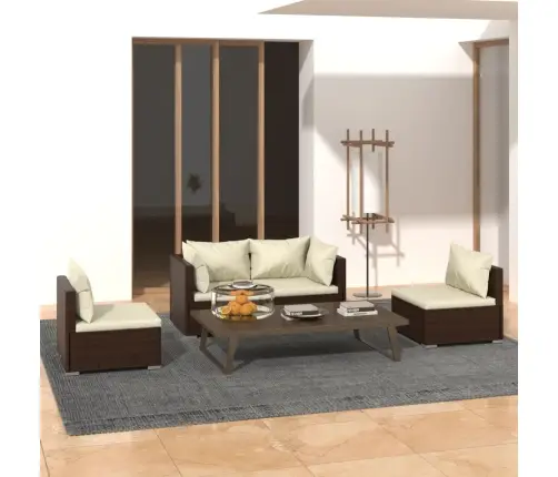 4-Daļīgs Dārza Atpūtas Mēbeļu Komplekts, Brūna Pe Rotangpalma Vidaxl