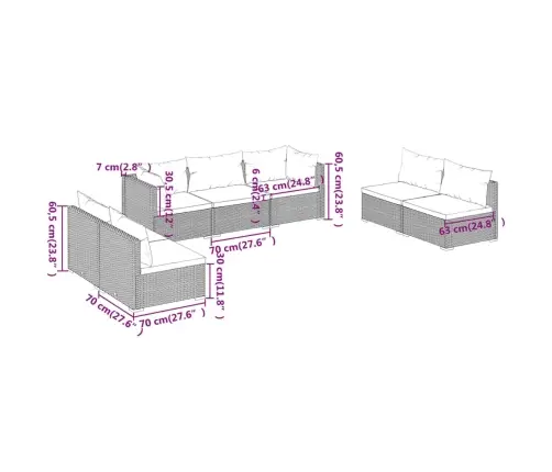 Sodo Komplektas Su Pagalvėlėmis, 7 Dalių, Rudas, Poliratanas