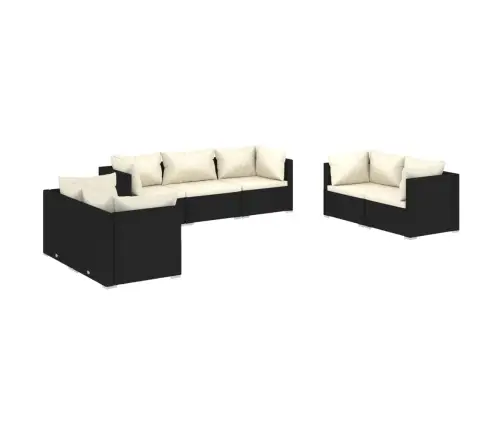 7-Daļīgs Dārza Atpūtas Mēbeļu Komplekts, Melna Pe Rotangpalma Vidaxl