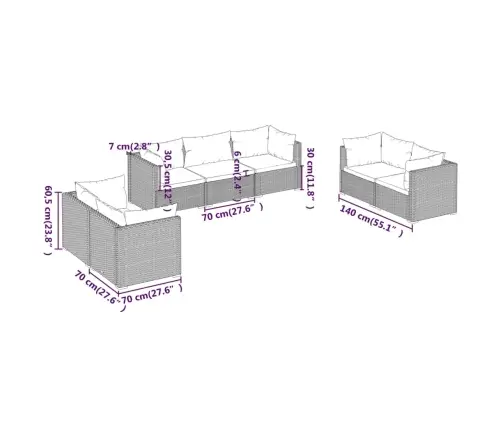 7-Daļīgs Dārza Atpūtas Mēbeļu Komplekts, Melna Pe Rotangpalma Vidaxl