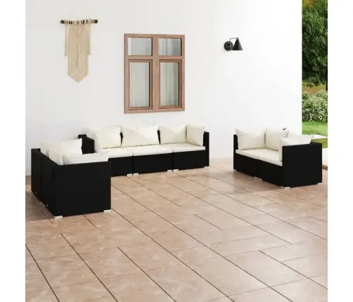 7-Daļīgs Dārza Atpūtas Mēbeļu Komplekts, Melna Pe Rotangpalma Vidaxl