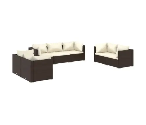 Sodo Komplektas Su Pagalvėlėmis, 7 Dalių, Rudas, Poliratanas