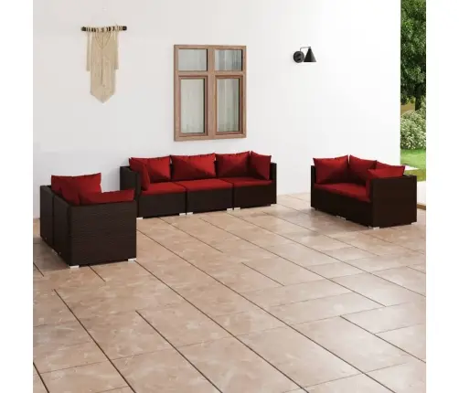 7-Daļīgs Dārza Atpūtas Mēbeļu Komplekts, Brūna Pe Rotangpalma Vidaxl