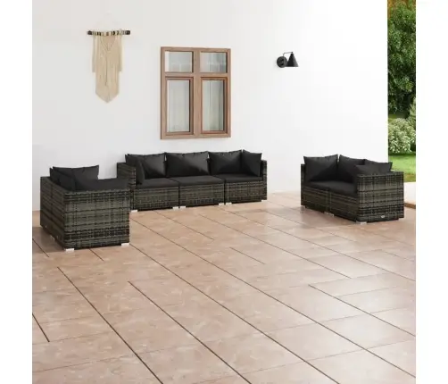 7-Daļīgs Dārza Atpūtas Mēbeļu Komplekts, Pelēka Pe Rotangpalma Vidaxl