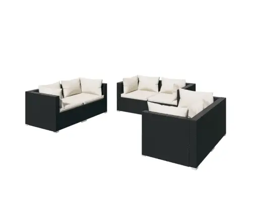 6-Daļīgs Dārza Atpūtas Mēbeļu Komplekts, Melna Pe Rotangpalma Vidaxl