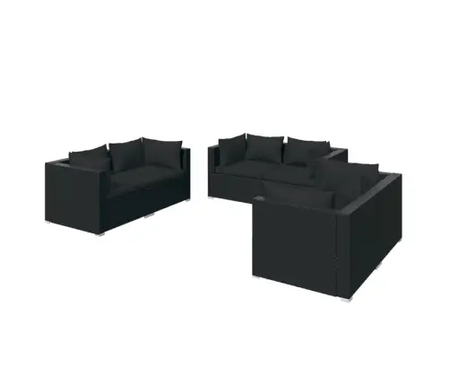 6-Daļīgs Dārza Atpūtas Mēbeļu Komplekts, Melna Pe Rotangpalma Vidaxl