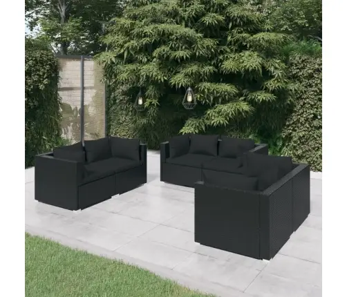 6-Daļīgs Dārza Atpūtas Mēbeļu Komplekts, Melna Pe Rotangpalma Vidaxl