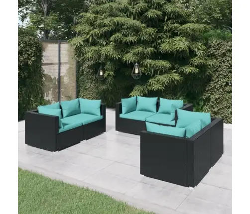 Sodo Komplektas Su Pagalvėlėmis, 6 Dalių, Juodas, Poliratanas