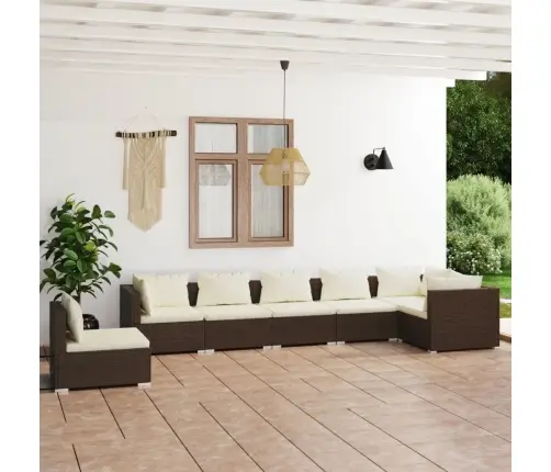 7-Daļīgs Dārza Atpūtas Mēbeļu Komplekts, Brūna Pe Rotangpalma Vidaxl