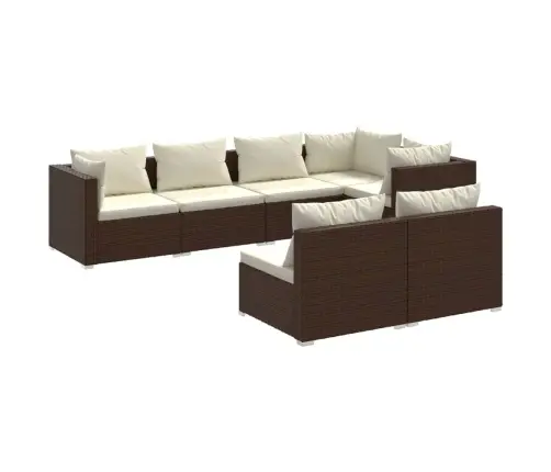 7-Daļīgs Dārza Atpūtas Mēbeļu Komplekts, Brūna Pe Rotangpalma Vidaxl