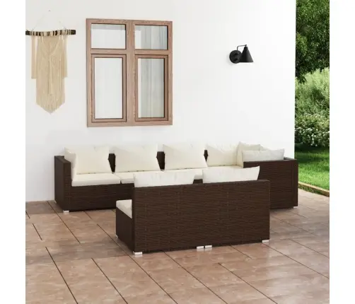 7-Daļīgs Dārza Atpūtas Mēbeļu Komplekts, Brūna Pe Rotangpalma Vidaxl