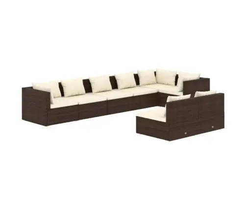 8-Osaline Aiamööblikomplekt Patjadega, Pruun, Polürotang