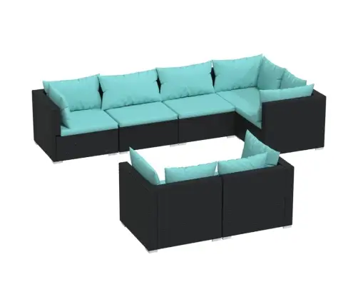 7-Daļīgs Dārza Atpūtas Mēbeļu Komplekts Ar Matračiem, Pe, Melns Vidaxl