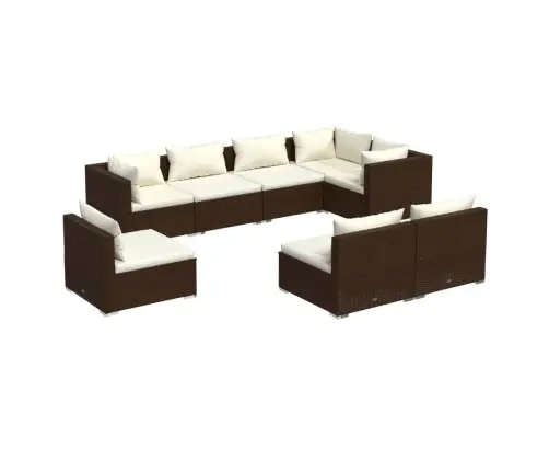 Sodo Komplektas Su Pagalvėlėmis, 8 Dalių, Rudas, Poliratanas