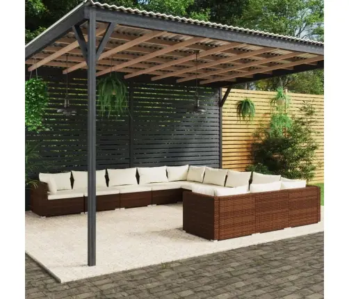 11-Daļīgs Dārza Atpūtas Mēbeļu Komplekts, Brūna Pe Rotangpalma Vidaxl