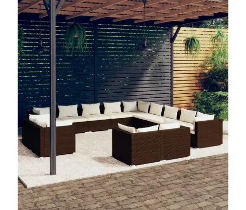 13-Daļīgs Dārza Atpūtas Mēbeļu Komplekts, Brūna Pe Rotangpalma Vidaxl