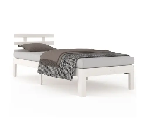 Voodiraam, Valge, Männipuit, 75 X 190 Cm