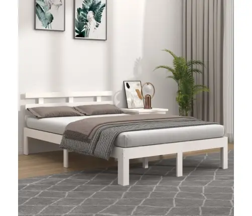 Lovos Rėmas, Baltas, 120X190cm Medienos Masyvas, Dvivietis