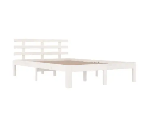 Gultas Rāmis, Balts, Masīvkoks, 140X190 Cm Vidaxl