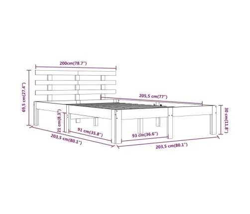 Gulta Bez Matrača, 200X200 Cm, Masīvkoks Vidaxl
