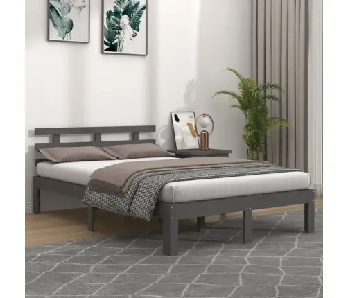 Gultas Rāmis, Pelēks, Masīvkoks, 200X200 Cm Vidaxl