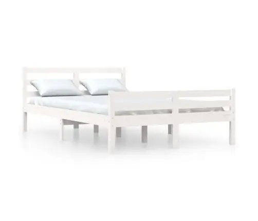 Gultas Rāmis, Balts, Masīvkoks, 135X190 Cm, Divvietīgs Vidaxl