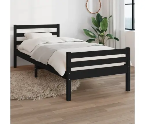 Voodiraam, Must, Männipuit, 90 X 200 Cm