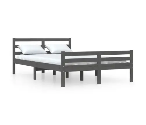 Gultas Rāmis, Pelēks, Masīvkoks, 140X200 Cm Vidaxl