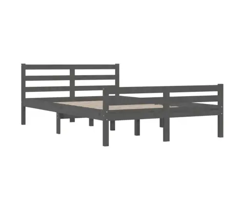 Gultas Rāmis, Pelēks, Masīvkoks, 140X200 Cm Vidaxl