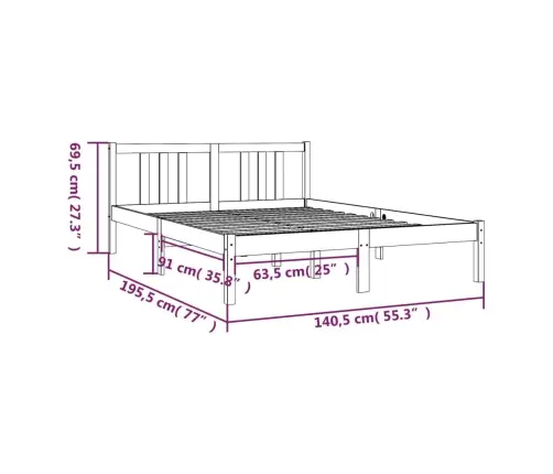 Gultas Rāmis, Priedes Masīvkoks, 135X190 Cm, Divvietīgs Vidaxl