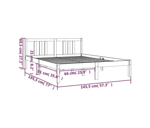 Gultas Rāmis, Medus Brūns, Masīvkoks, 140X190 Cm Vidaxl