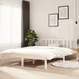 Gultas Rāmis, Balts, Masīvkoks, 140X200 Cm Vidaxl