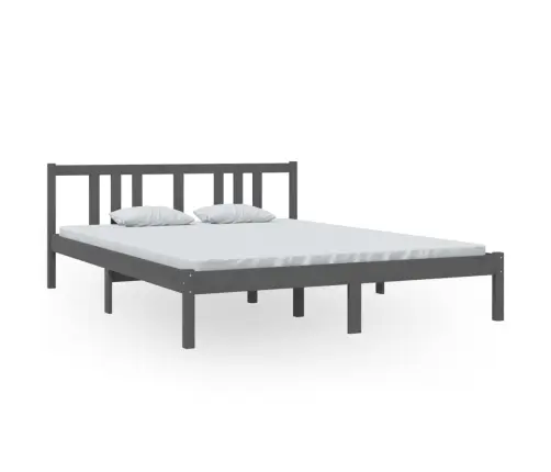 Gultas Rāmis, Pelēks, Masīvkoks, 150X200 Cm, Liels, Divvietīgs Vidaxl