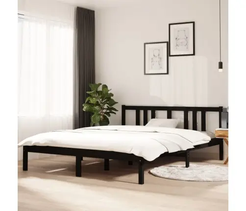 Voodiraam, Must, Männipuit, 150 X 200 Cm