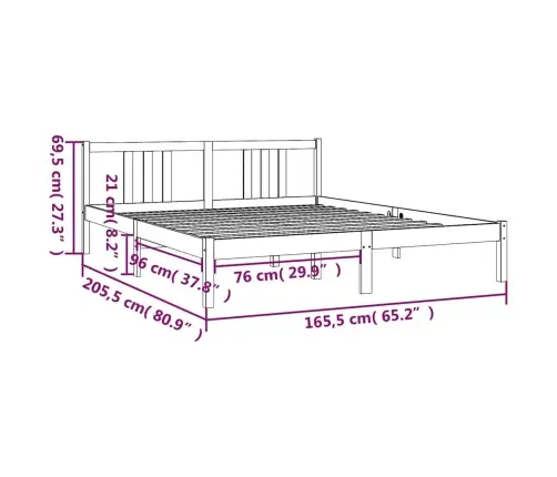 Gultas Rāmis, Balts, Masīvkoks, 160X200 Cm Vidaxl