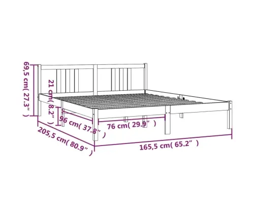 Voodiraam, Hall, Männipuit, 160 X 200 Cm