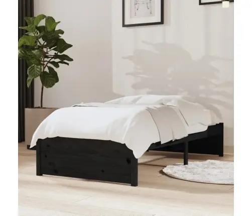 Gultas Rāmis, Melns, Masīvkoks, 75X190 Cm, Mazs, Vienvietīgs Vidaxl