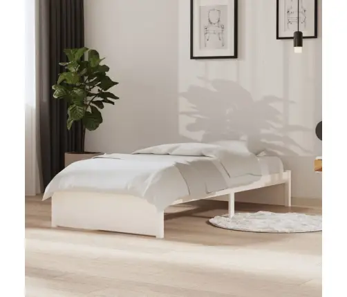 Gultas Rāmis, Balts, Masīvkoks, 90X190 Cm, Vienvietīgs Vidaxl