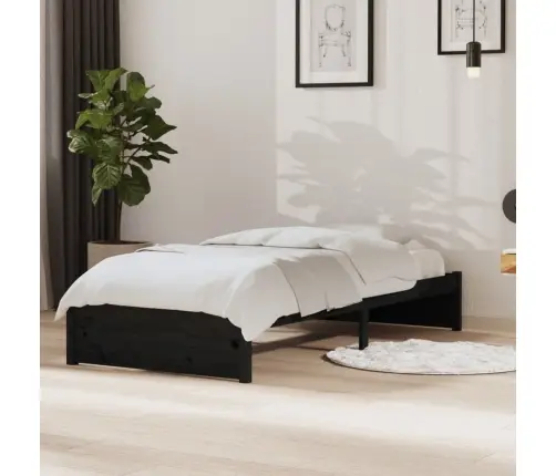 Gultas Rāmis, Melns, Masīvkoks, 90X190 Cm, Vienvietīgs Vidaxl