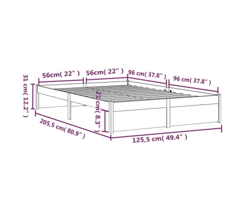 Voodiraam Ilma Madratsita, Täispuit, 120 X 200 Cm