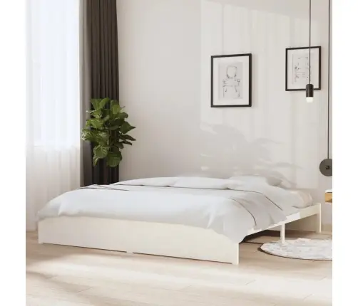 Voodiraam, Valge, Männipuit, 200 X 200 Cm