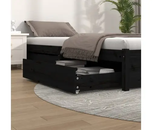 Gultas Atvilktnes, 2 Gab., Melnas, Priedes Masīvkoks Vidaxl